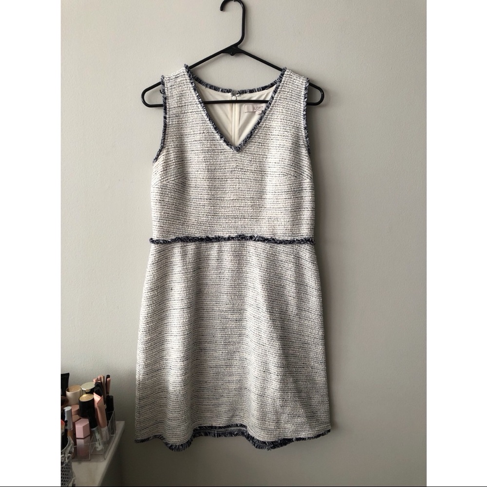 Women’s Ann Taylor Loft Navy and White Tweed Dress Size 6